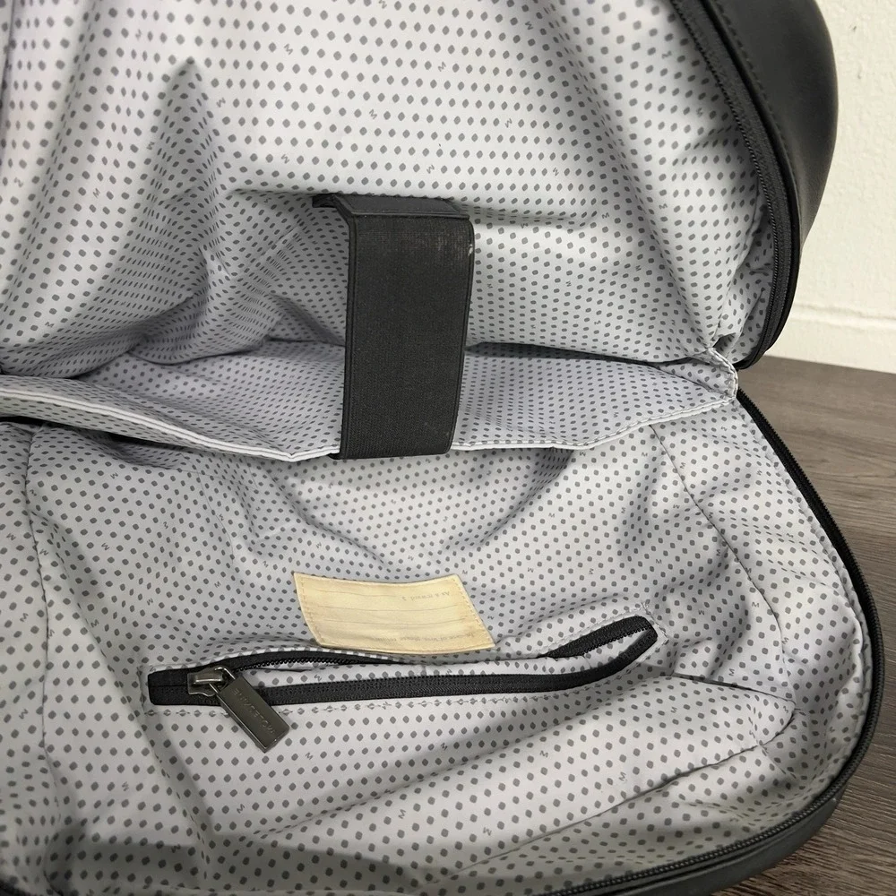 Moleskine Black Backpack Faux Leather Minimalist Laptop Bag Travel Daypack